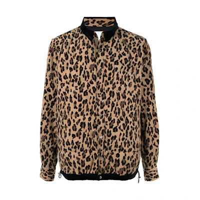 Sacai Leopard Print Jacket with Chest Pocket Yellow Menswear 19-02053