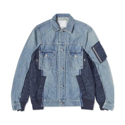 Sacai Light Blue Unisex Flight Jacket with Collar and Pockets SCM-053-451