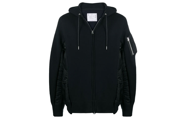 Sacai Logo Patchwork Hooded Jacket Men Black SCM036-002