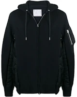 Sacai Logo Patchwork Hooded Jacket Men Black SCM036-002 Sacai Logo Patchwork Hooded Jacket Men Black SCM036-002