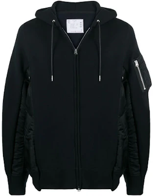 Sacai Logo Patchwork Hooded Jacket Men Black SCM036-002 Buy Sacai Logo Patchwork Hooded Jacket Men Black SCM036-002
