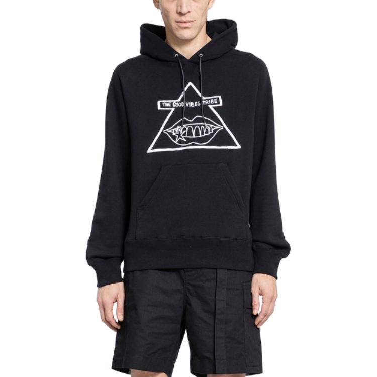 Sacai Logo Print Hoodie Black Long Sleeve 24-0823S-001