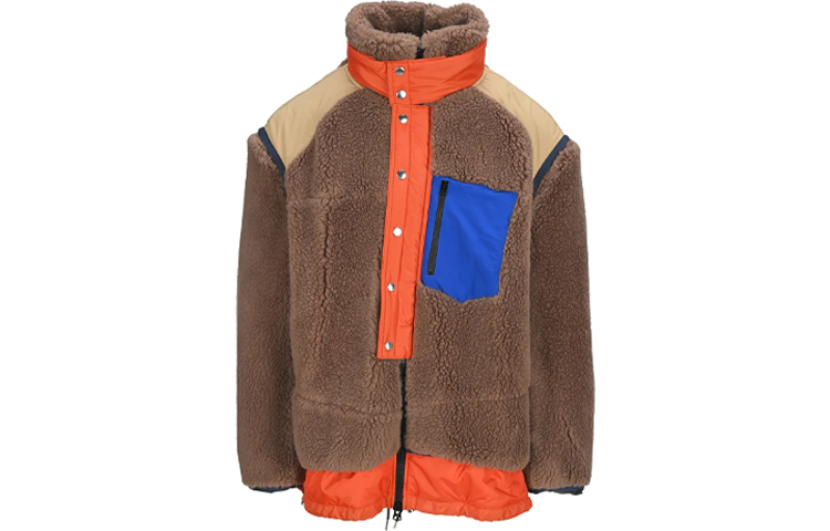 Sacai Logo Print Long-Sleeve Collar Jacket Mens Camel 02642MPN-648