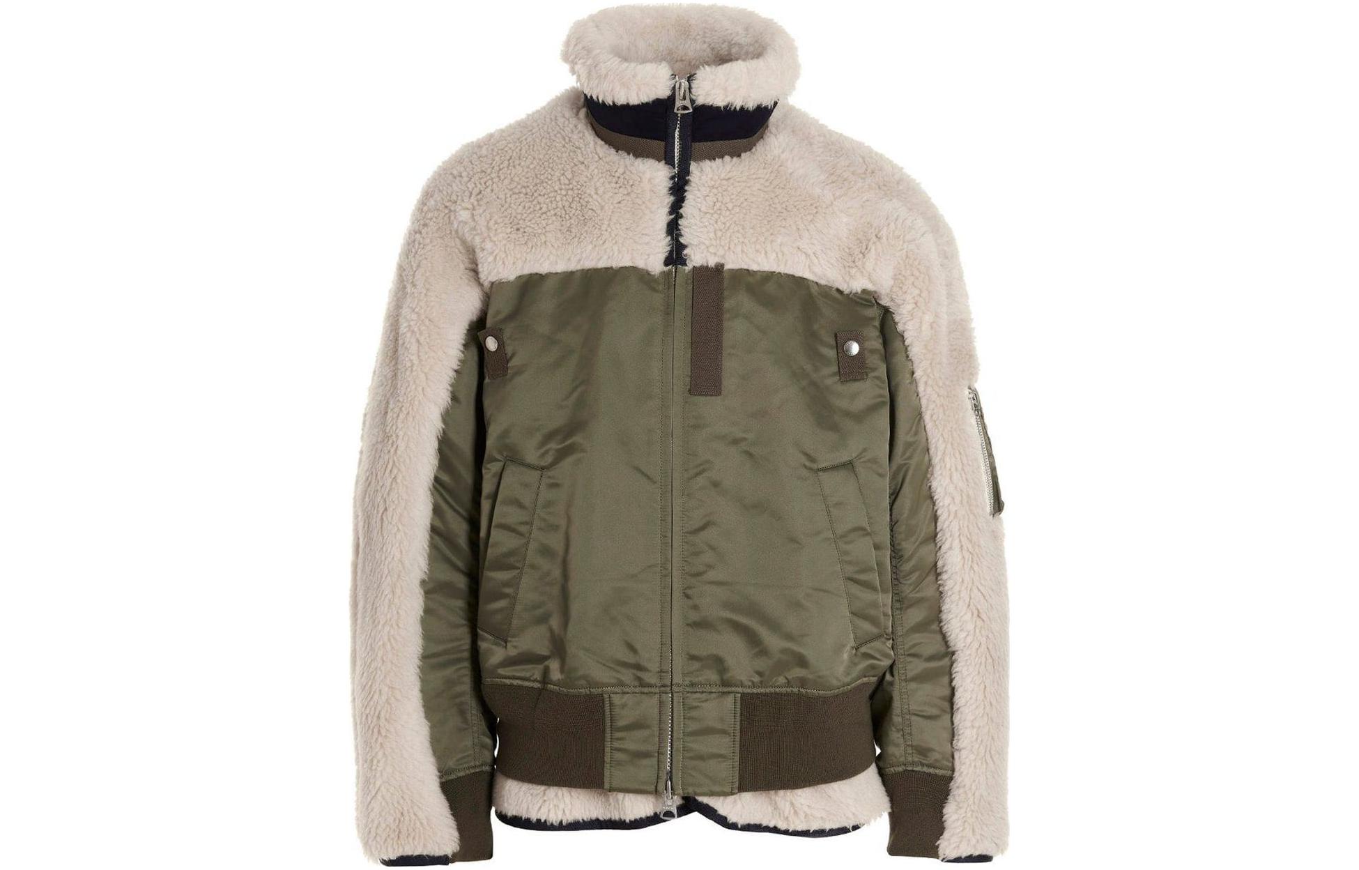 Sacai Loose-Fit Stand Collar Long Sleeve Jacket Green 02903M051