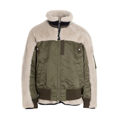 Sacai Loose-Fit Stand Collar Long Sleeve Jacket Green 02903M051