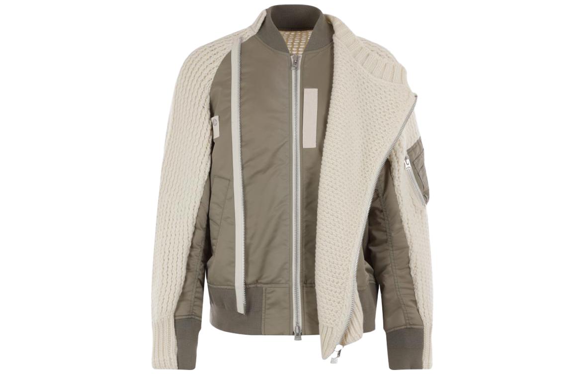 Sacai Loose Fit Zip-Up Patchwork Jacket Multicolor Long Sleeve 23-03165M539