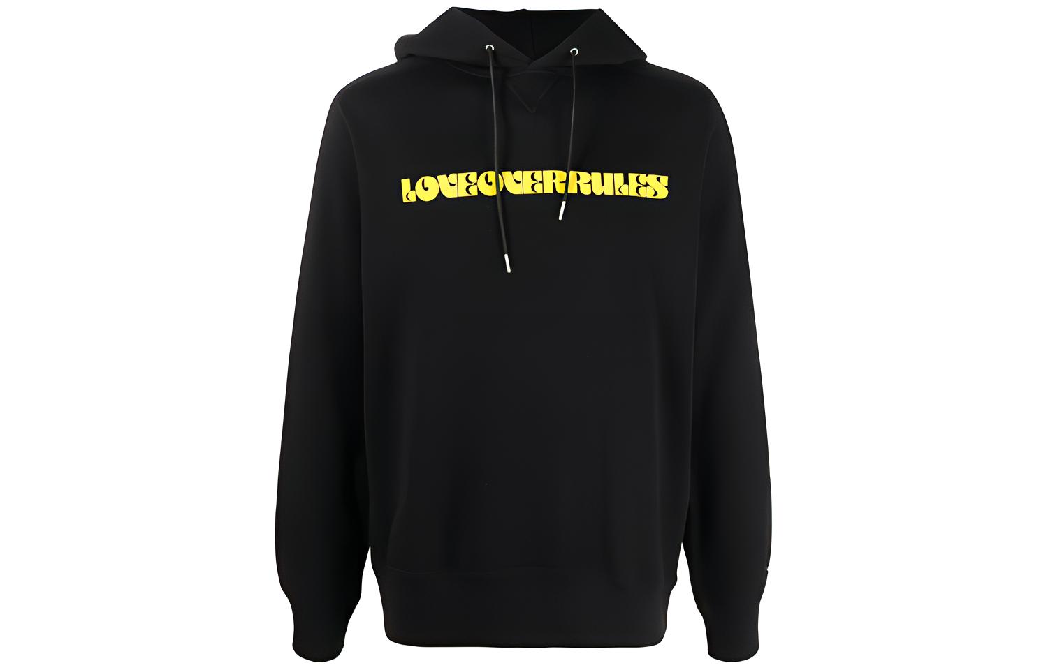 Sacai Love Over Rules Letter Print Hoodie Black 21-0173S029