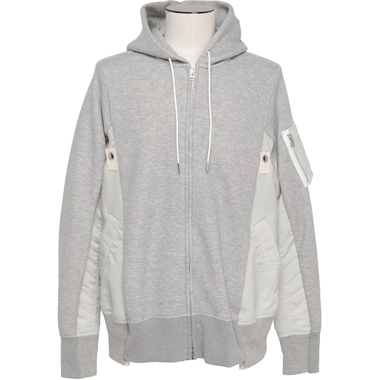 Sacai Minimalist Zip-Up Hoodie Jacket in Gray SCM-219-381