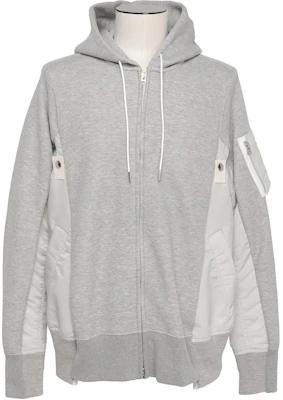 Sacai Minimalist Zip-Up Hoodie Jacket in Gray SCM-219-381 Buy Sacai Minimalist Zip-Up Hoodie Jacket in Gray SCM-219-381