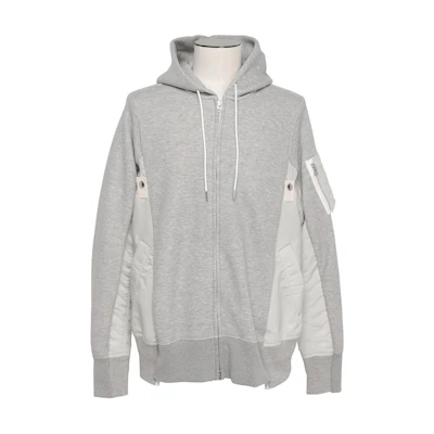 Sacai Minimalist Zip-Up Hoodie Jacket in Gray SCM-219-381