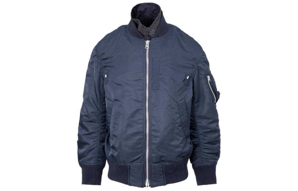 Sacai Navy Blue Long Sleeve Jacket with Zip Pocket Unisex SCM-011