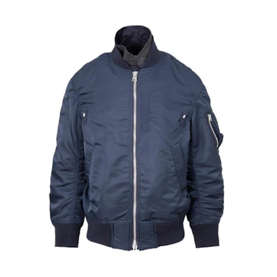 Sacai Navy Blue Long Sleeve Jacket with Zip Pocket Unisex SCM-011