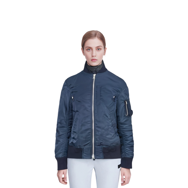 Shop サカイ ネイビーブルー 長袖ジャケット ジップポケット付き ユニセックス SCM-011