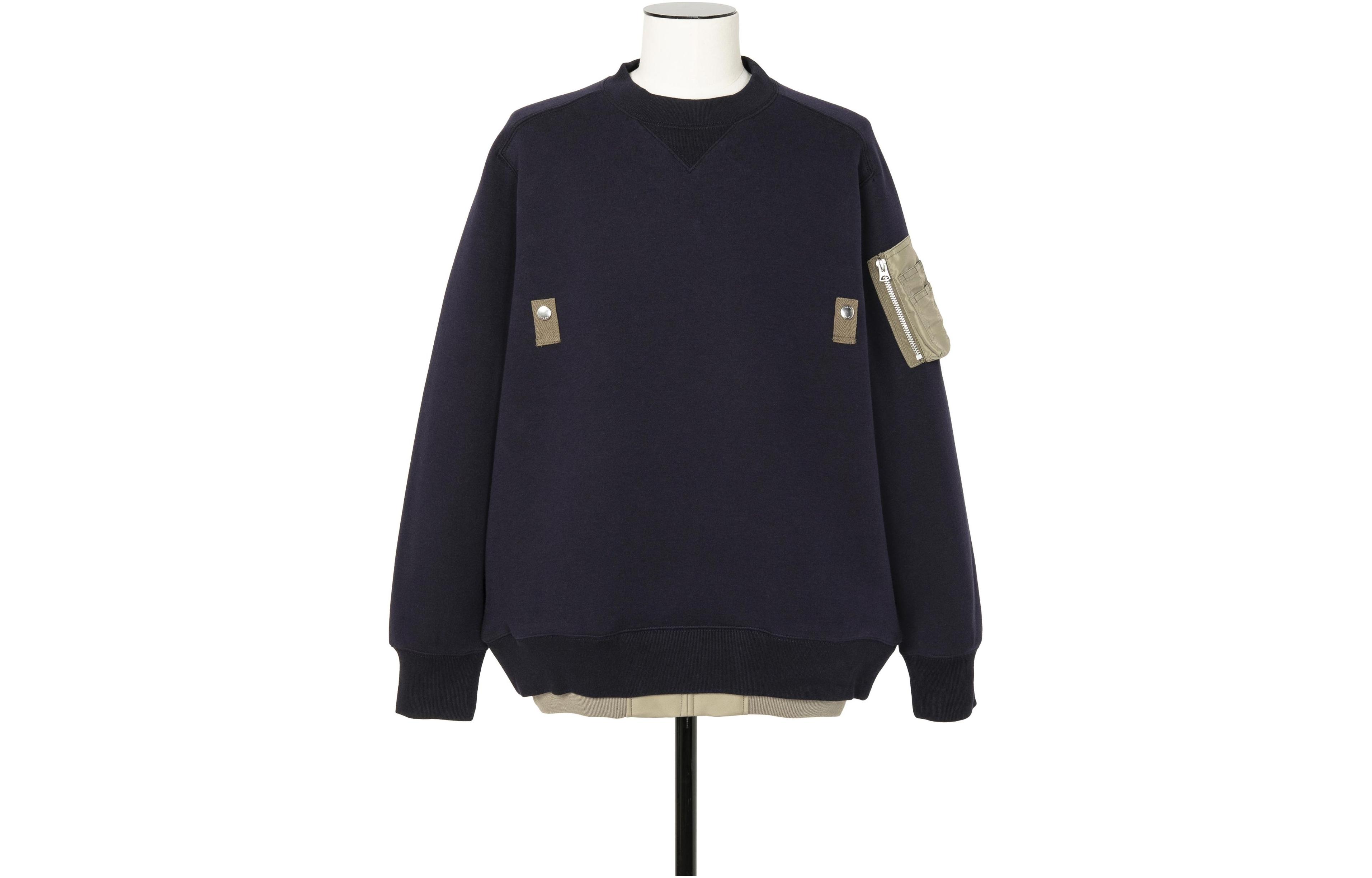 Sacai Navy Blue Patchwork Pullover Crewneck Sweatshirt 24-03336M-201