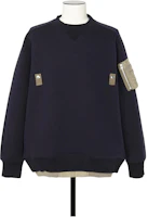 Sacai Navy Blue Patchwork Pullover Crewneck Sweatshirt 24-03336M-201 Sacai Navy Blue Patchwork Pullover Crewneck Sweatshirt 24-03336M-201