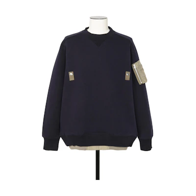 Sacai Navy Blue Patchwork Pullover Crewneck Sweatshirt 24-03336M-201