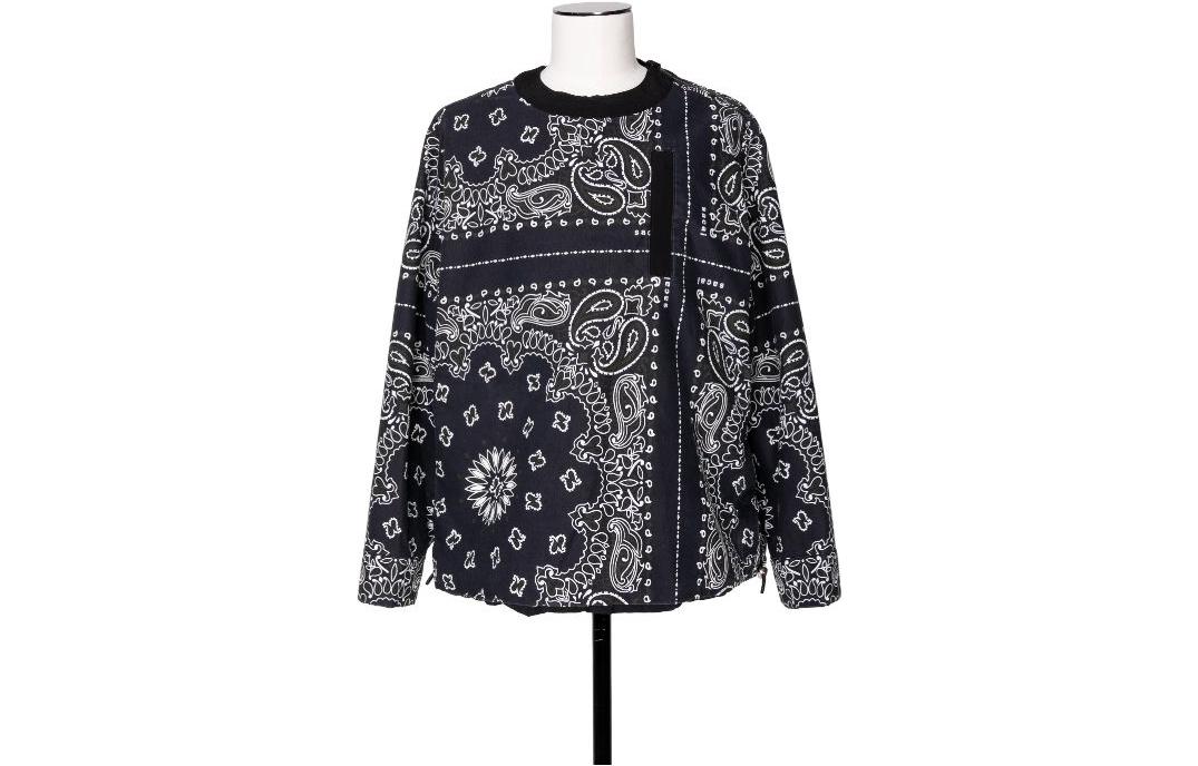 Sacai Navy Blue Printed Reversible Pullover Crewneck Sweatshirt Men 23-03154M-201