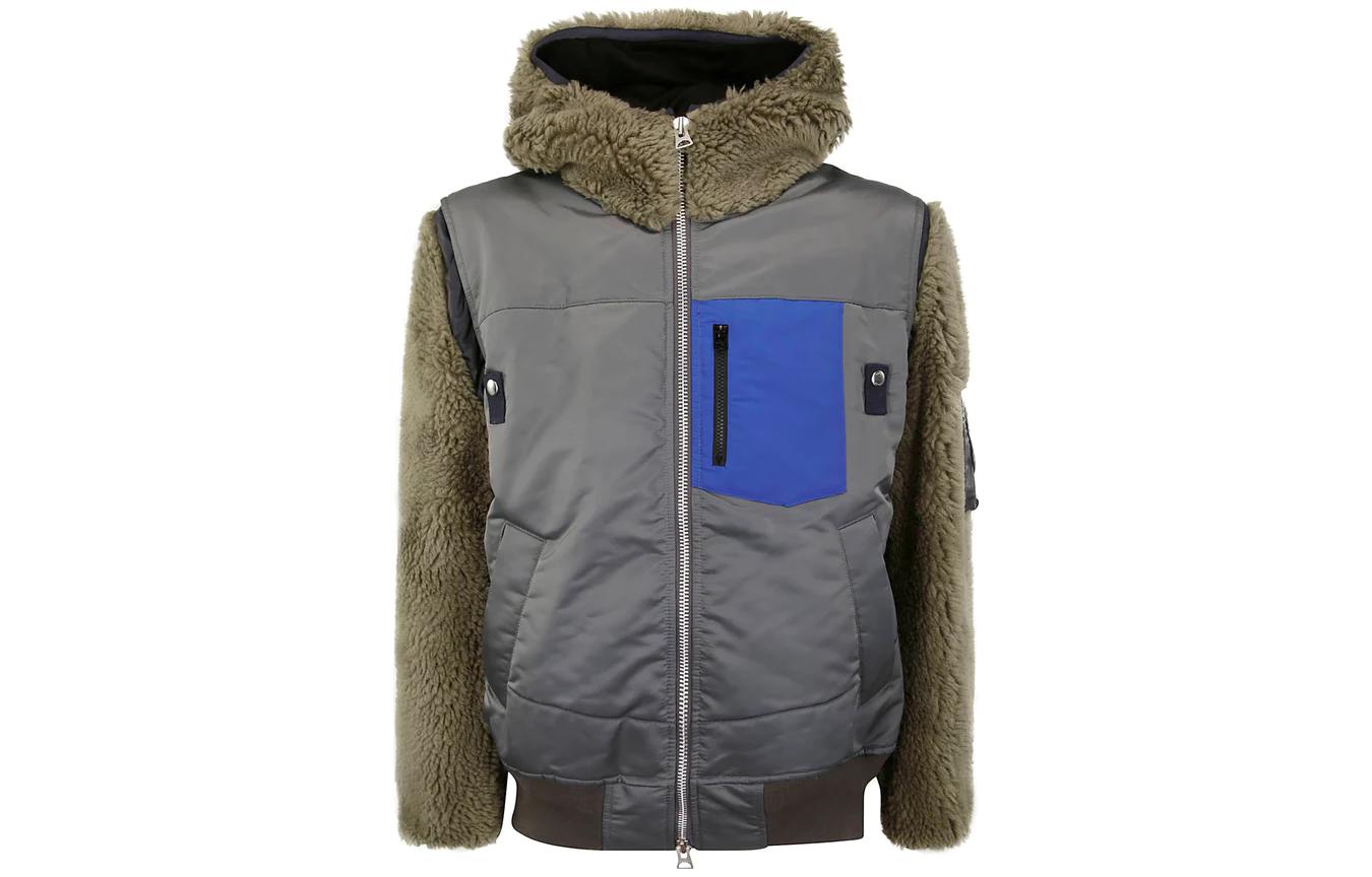 Sacai Oversized Hooded Zip-Up Jacket Green 23-03220M-338