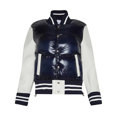 Sacai Padded Blouson Crewneck Colorblock Jacket Blue Long Sleeve 23-06865-204