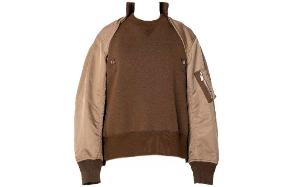 Sacai Patchwork Detachable Sweatshirt Brown 23-06873-642