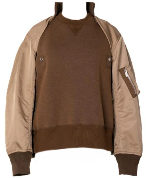 sacai-patchwork-detachable-sweatshirt-brown-23-06873-642
