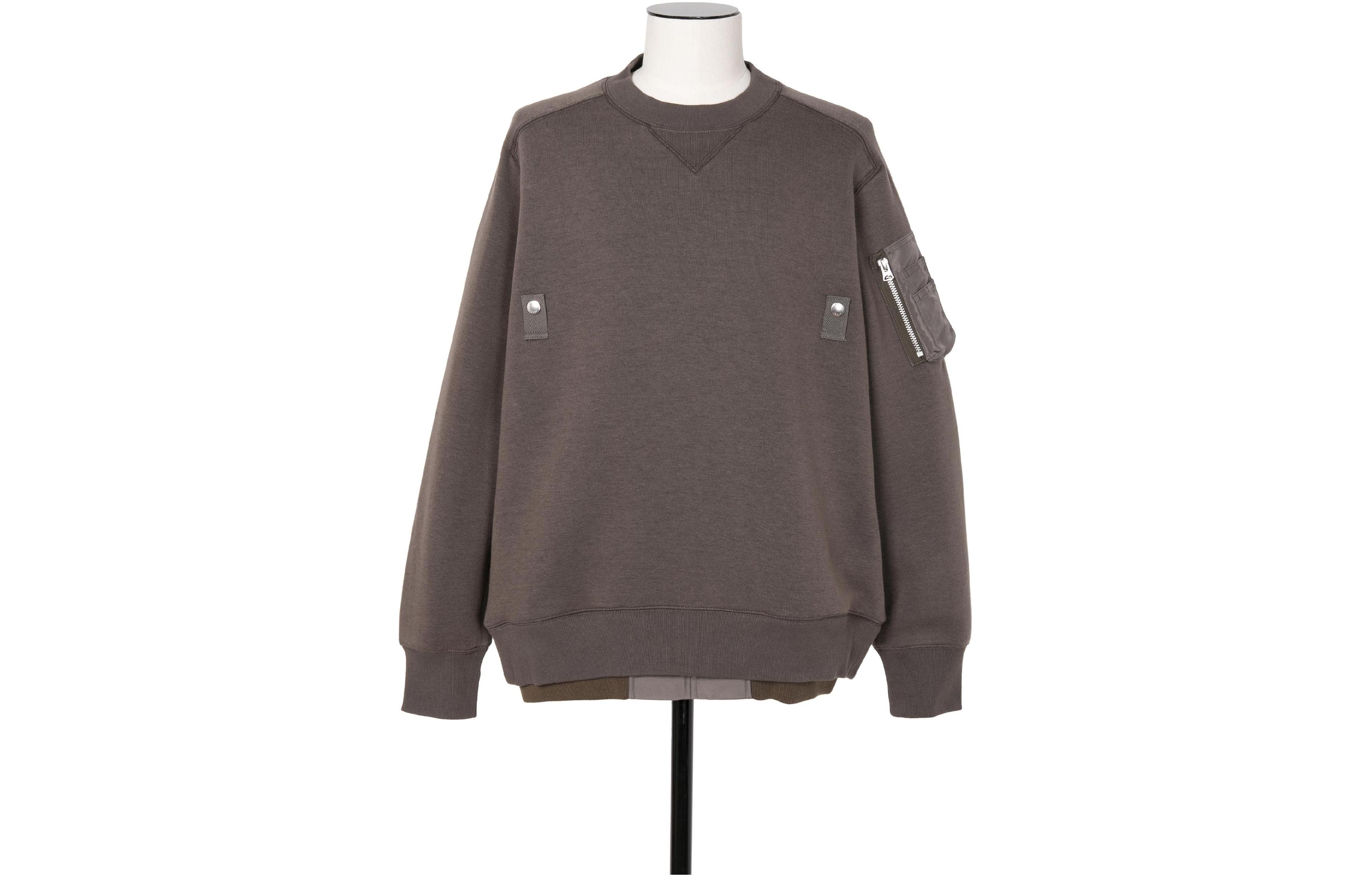 Sacai Patchwork Oversized Crewneck Sweatshirt Grayish-Brown 24-03336M-550