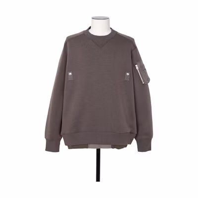 Sacai Patchwork Oversized Crewneck Sweatshirt Grayish-Brown 24-03336M-550