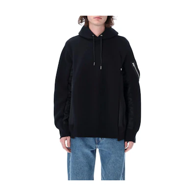 Sacai Plain Black Pullover Hoodie SCM057F002