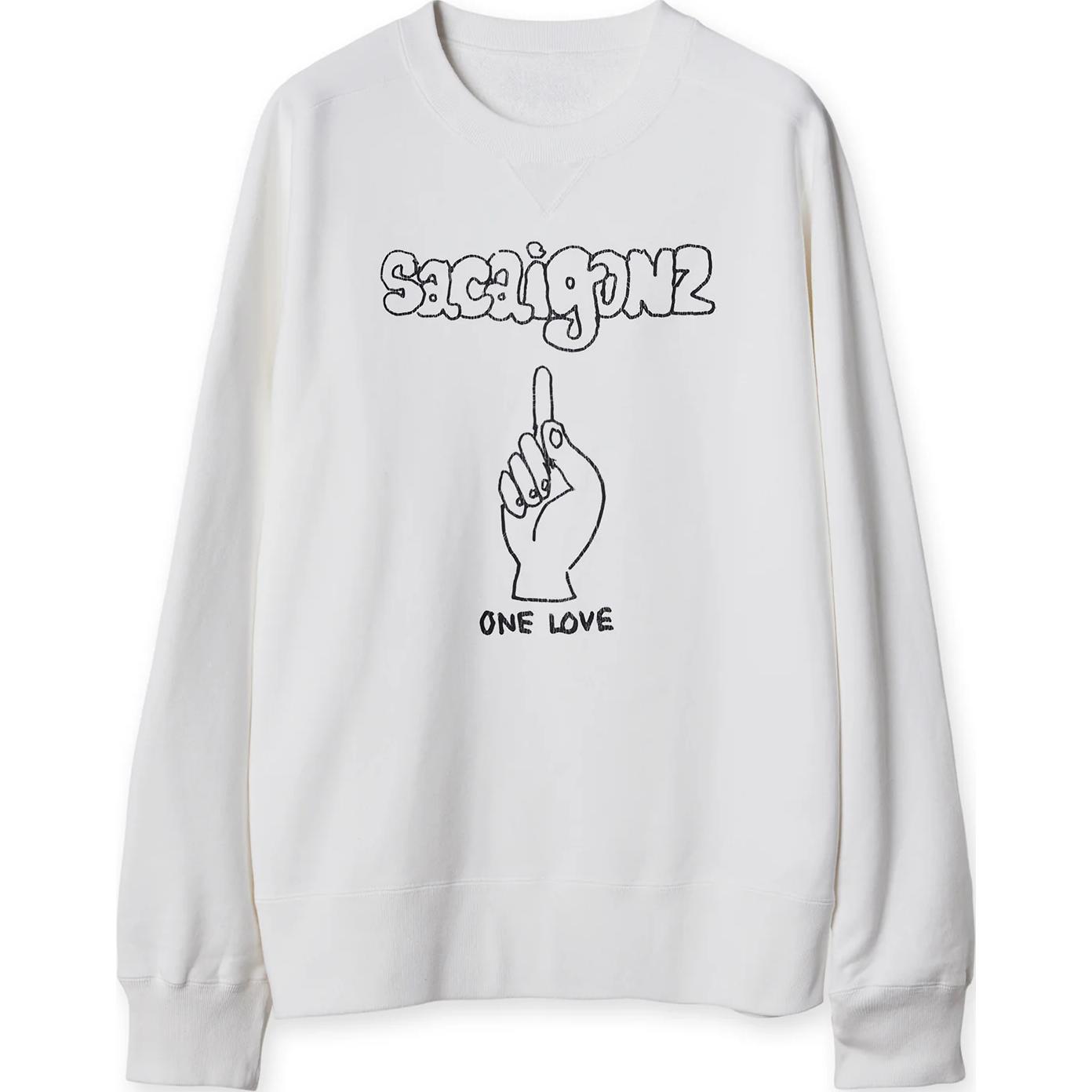 Sacai Printed Crewneck Pullover Sweatshirt White 24-0818S101