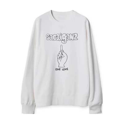 Sacai Printed Crewneck Pullover Sweatshirt White 24-0818S101