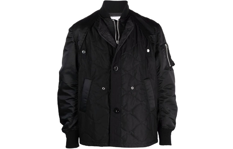 Sacai Quilted Patchwork Bomber Jacket Black 21-02580M001