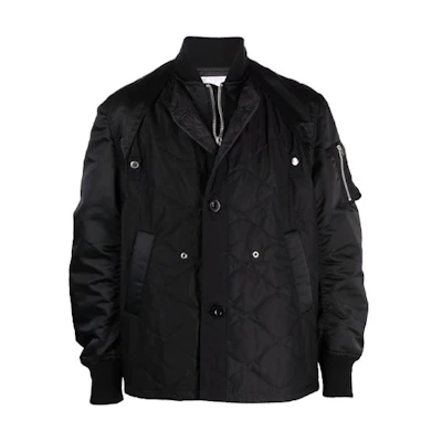 Sacai Quilted Patchwork Bomber Jacket Black 21-02580M001