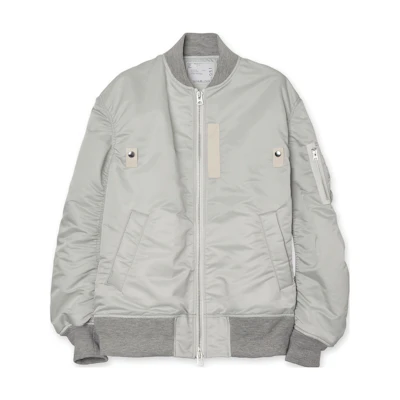 Sacai Solid Color Bomber Jacket in Light Gray SCM05110