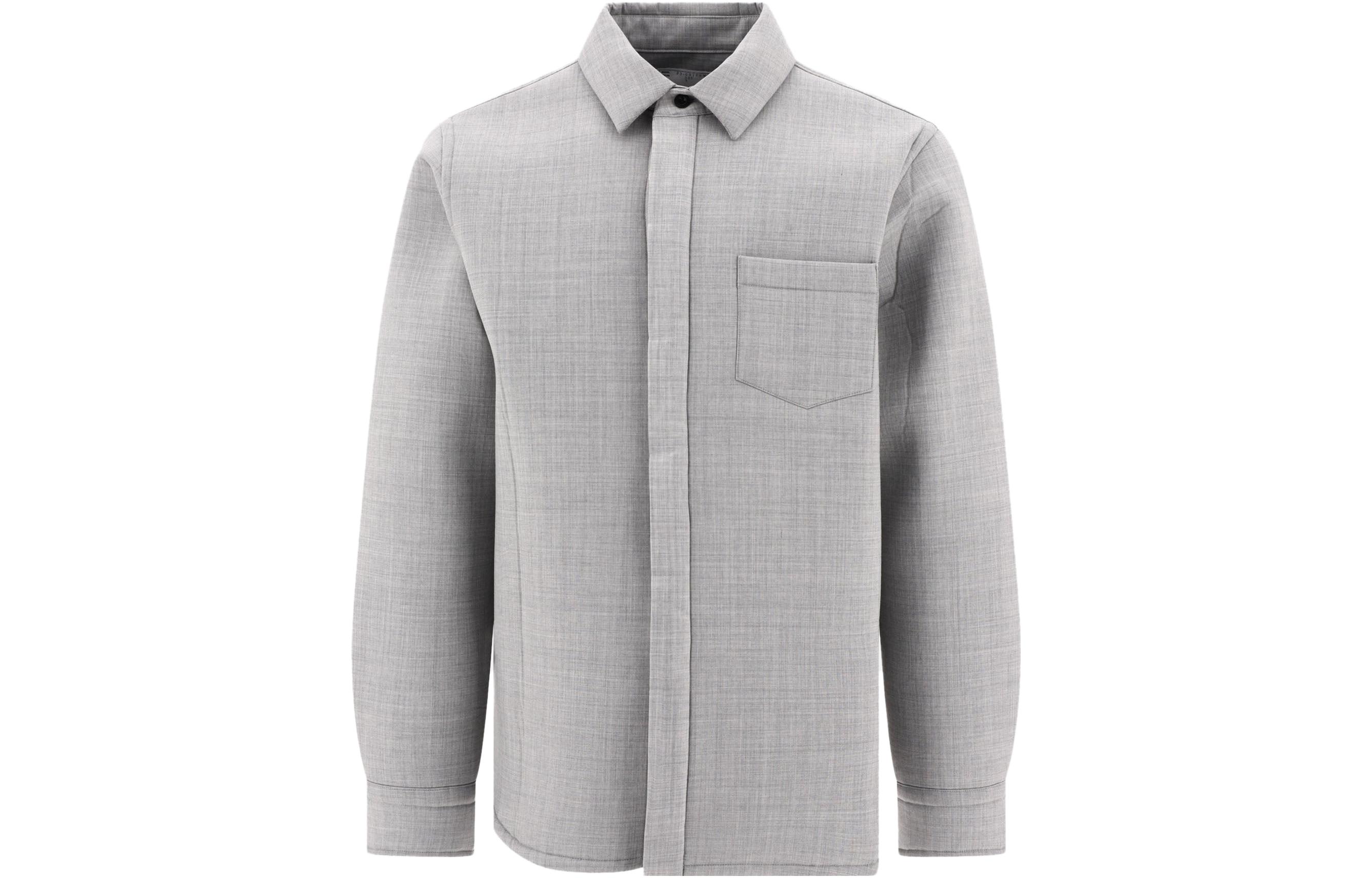 Sacai Solid Color Collared Long Sleeve Jacket Gray 23-03119M301