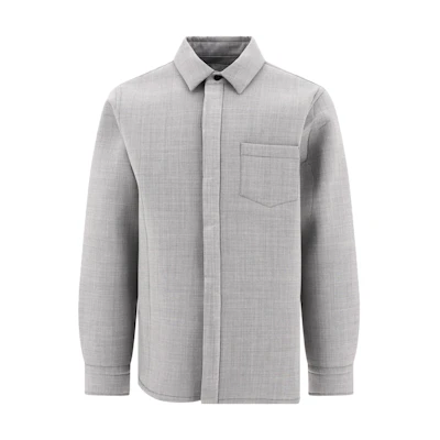 Sacai Solid Color Collared Long Sleeve Jacket Gray 23-03119M301