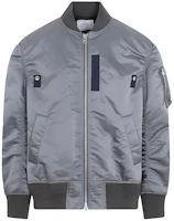 Sacai Solid Color Loose Fit Baseball Collar Jacket - Gray SCM-051-326 Sacai Solid Color Loose Fit Baseball Collar Jacket - Gray SCM-051-326