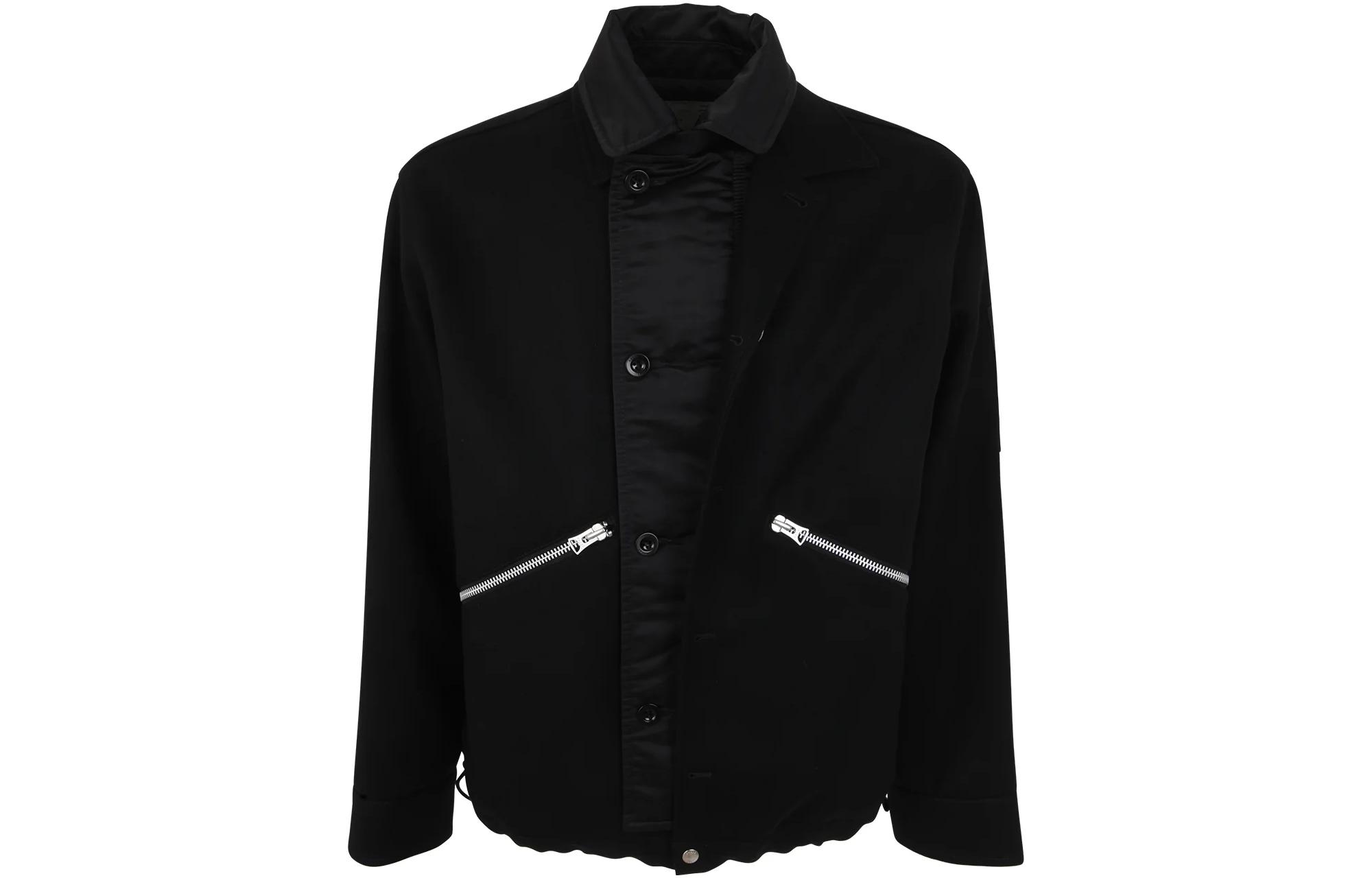Sacai Solid Color Single-Breasted Pocket Jacket Black 23-03115001