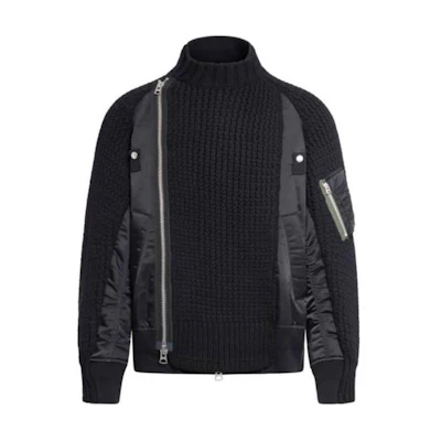 Sacai Solid Color Twill Knit Jacket - Black 23-03165M-001