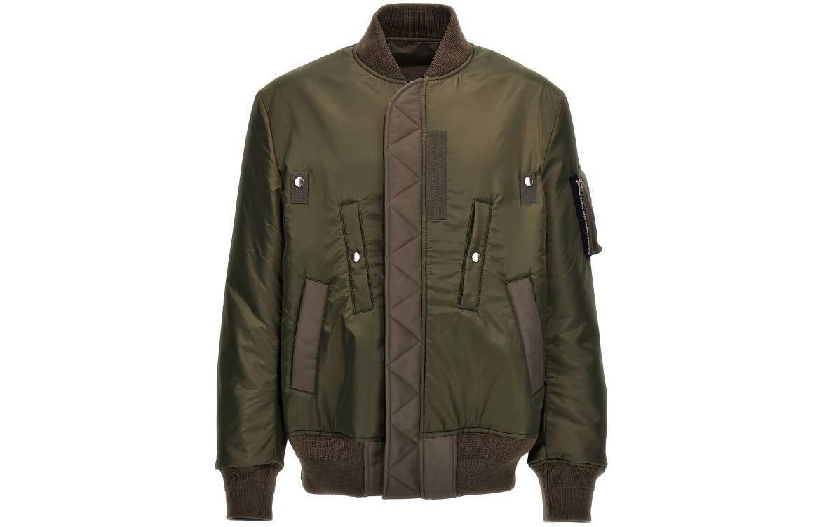 Sacai Solid Color Zip-Up High Collar Jacket Army Green 24-03321M-501