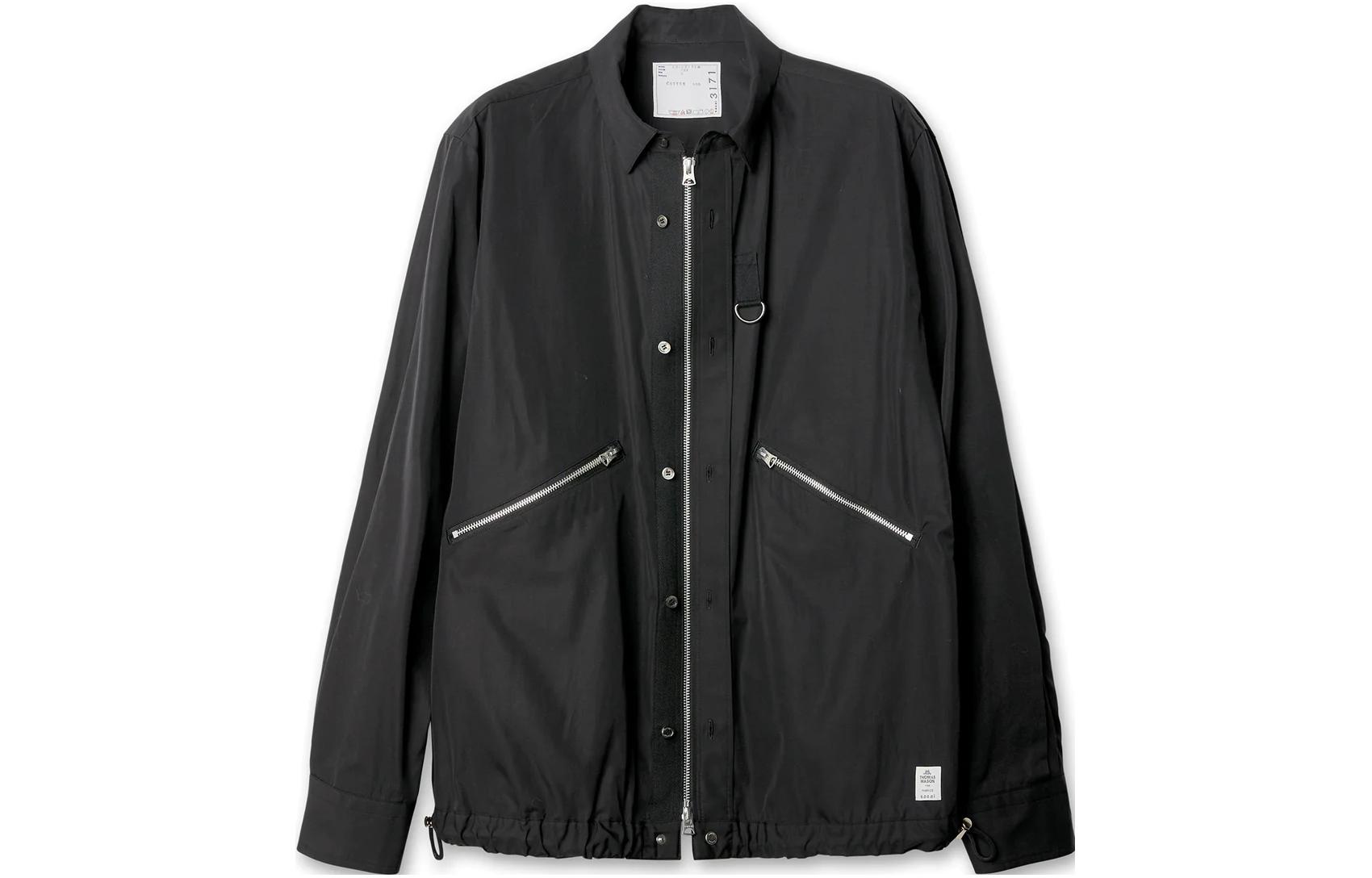 Sacai Solid Color Zip-Up Jacket Black Long Sleeve 23-03171M-13