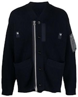 Sacai Solid Color Zip Long Sleeve Knit Sweater Navy Blue . 23-03166M-W201 Sacai Solid Color Zip Long Sleeve Knit Sweater Navy Blue . 23-03166M-W201