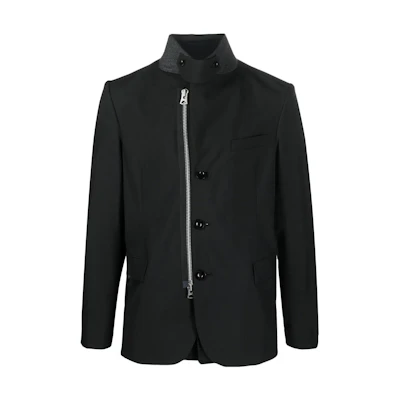 Sacai Solid High-Neck Patchwork Long-Sleeve Jacket 02948M000001