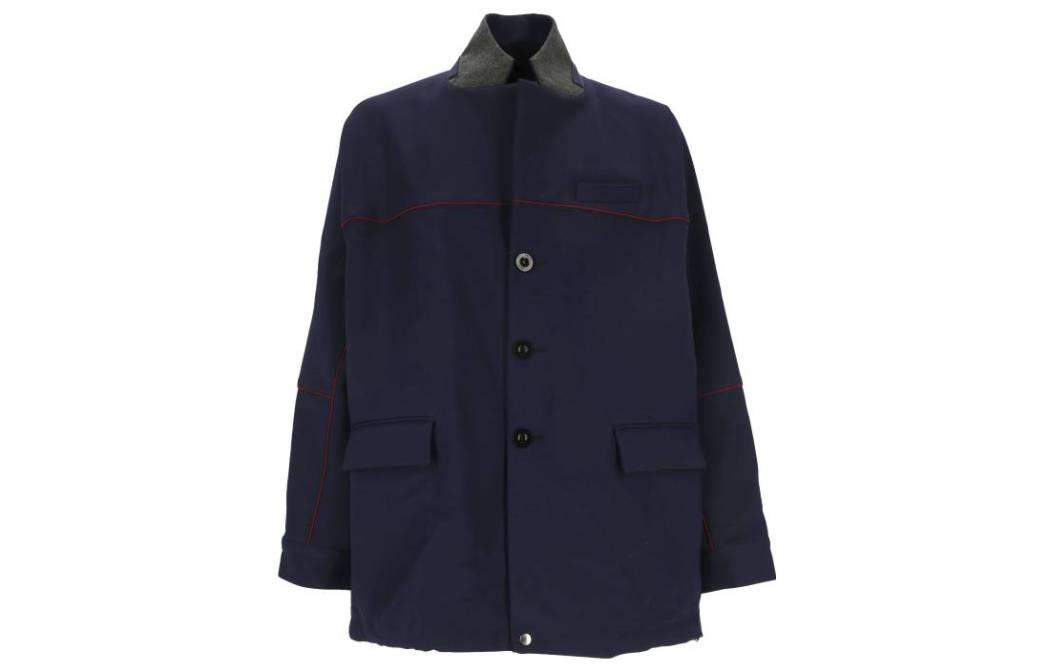 Sacai Solid V-Neck Button Blazer Jacket Blue 02815M201