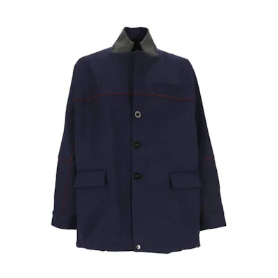 Sacai Solid V-Neck Button Blazer Jacket Blue 02815M201