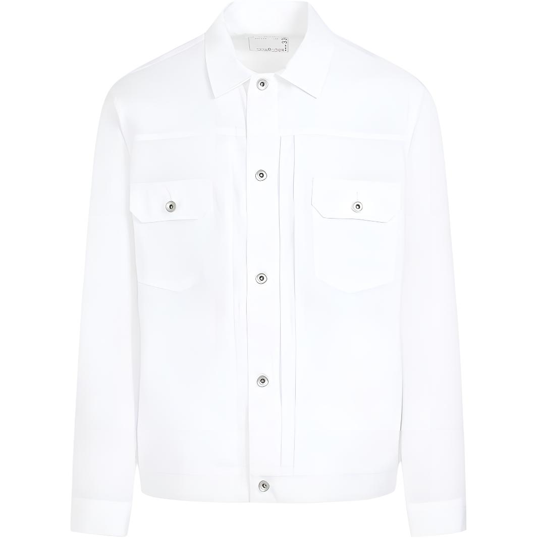 Sacai Solid White Button-Up Long Sleeve Jacket 24-03364M-151