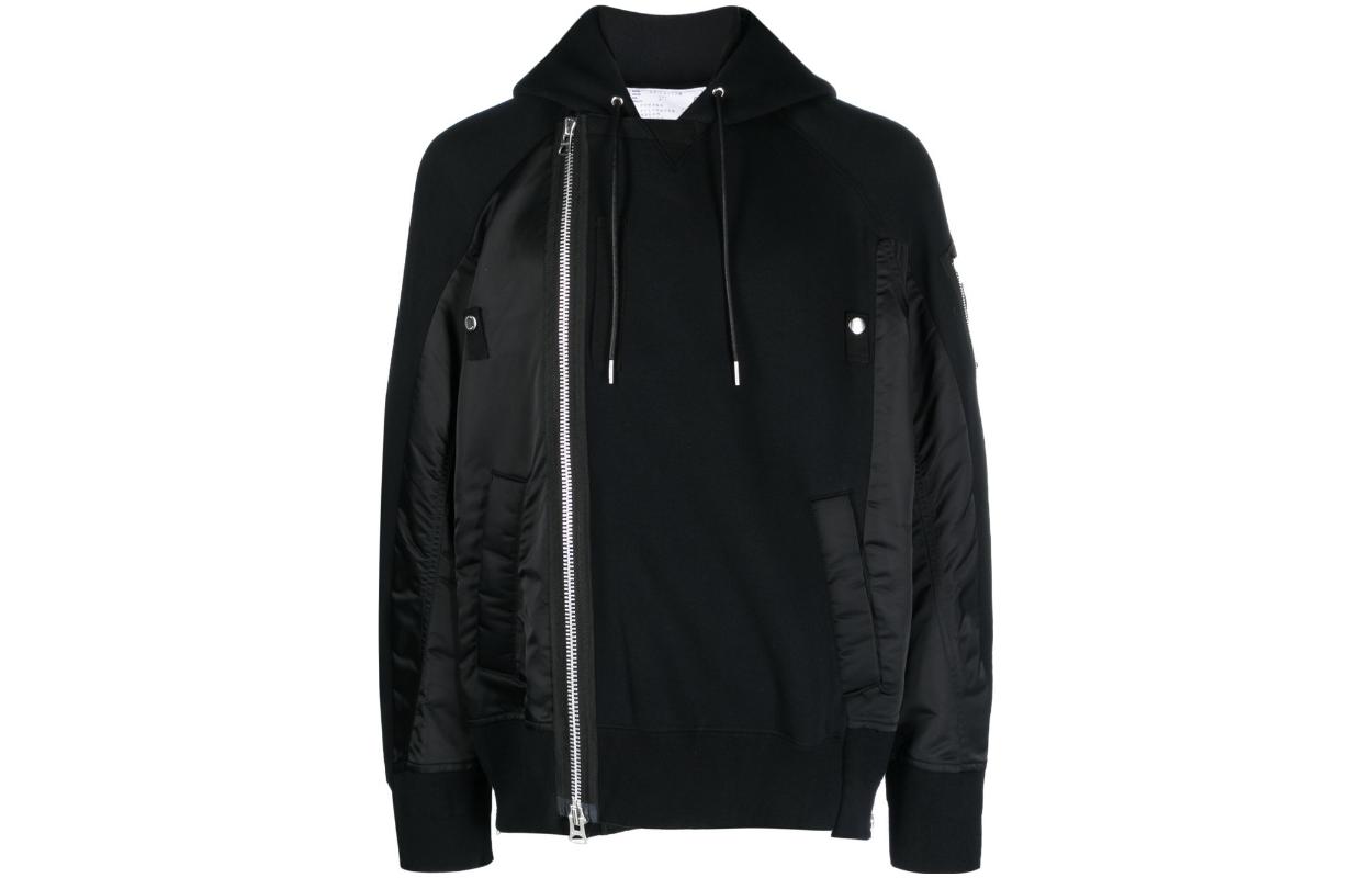 Sacai Spliced Hoodie Black Long Sleeve Sweater 23-03173001