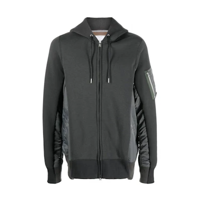 Sacai Spliced Hoodie Jacket Charcoal Grey SCM045326