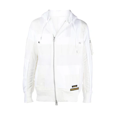 Sacai SS21 Logo Patch Zip-Up Hoodie Jacket White 2102498M151