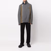 Lookbook Sacai SS22 灰色拉鍊拼接休閒寬鬆針織毛衣. 22-02805