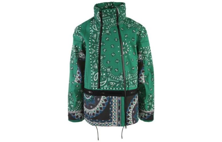 Sacai SS22 Asymmetric Double-Zip Stand Collar Jacket Green Men’s 22-02686